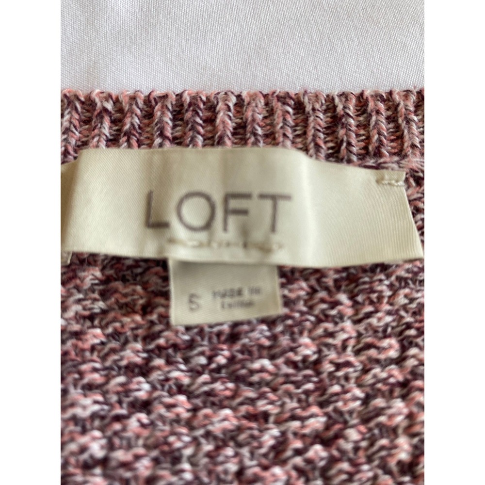 LOFT Women Marled Knit Cottagecore Sweater Size S Pink White - Picture 3 of 9